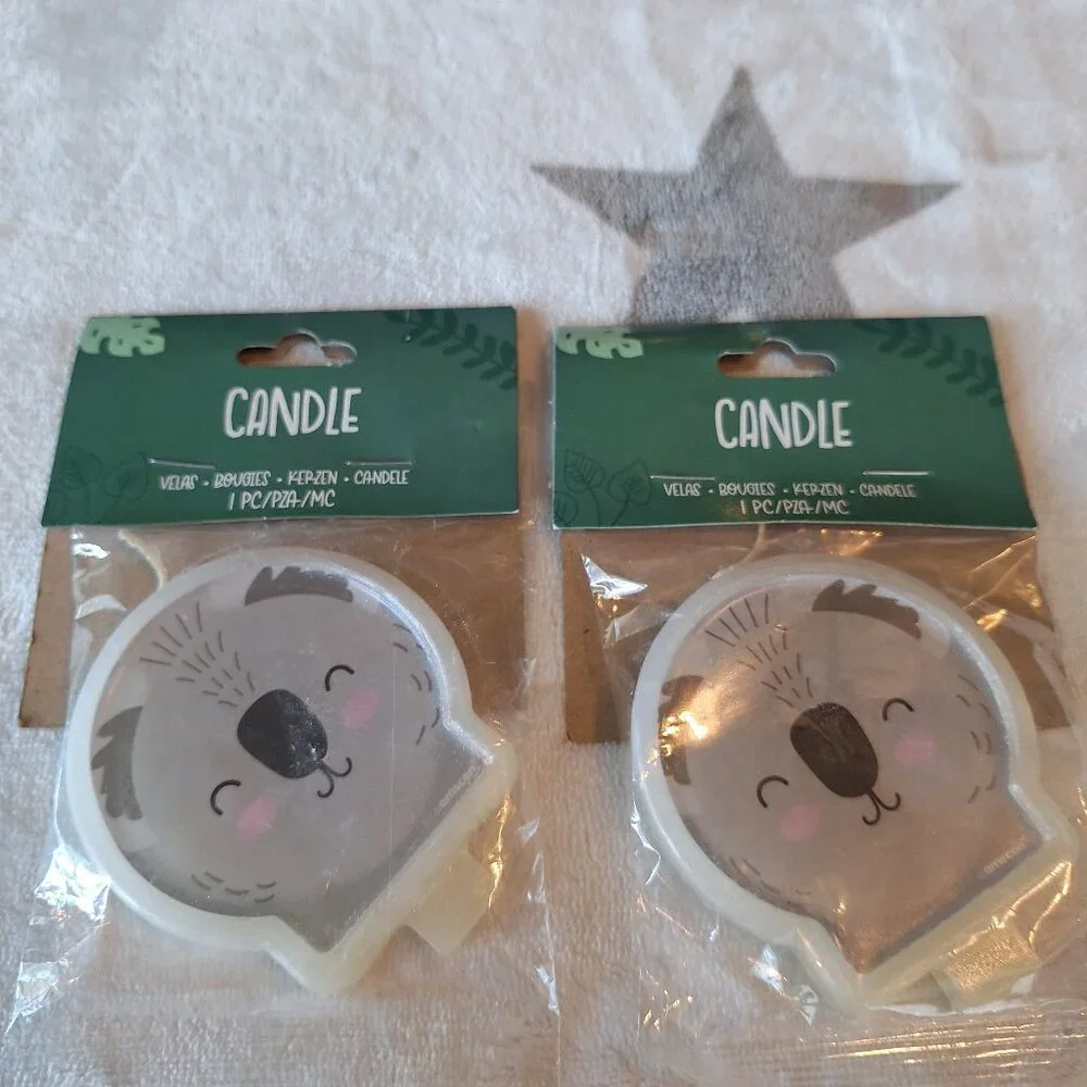 Set of 2 Koala Bear‎ Cake Candles Animal Cute Kids Birthday Party Molded